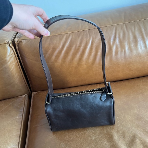 Chocolate brown leather shoulder bag saks fifth avenue - Picture 2 of 11